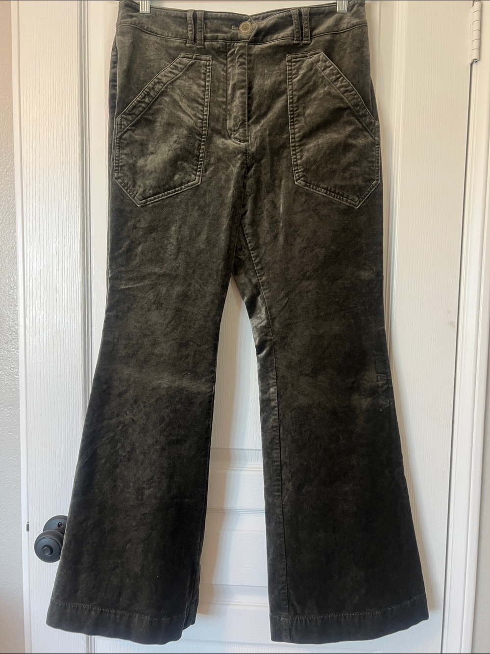 LIKE NEW Maeve Olive Green Wide-Leg Velvet Pants size 8